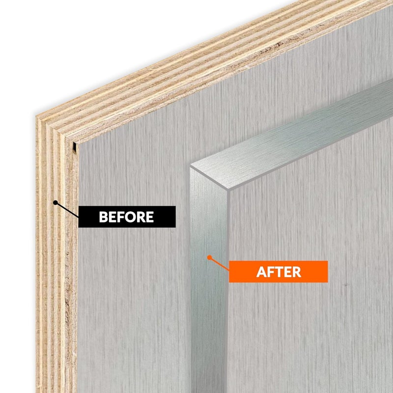 LEAFLEX Brushed Silver 3/4 inch x 25 ft PVC Edge Banding Peel Stick Tape Adhesive Metal Edging Veneer Furniture Aluminum Trim MDF Wood Cabinet Flexible Strip Molding Laminate Shelf Countertop Formica Plywood - Image 4